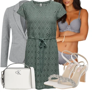 Outfit s Tmavě zelená/Zelená/Tyrkysový Letní Šaty/Tunikové šaty/Šaty s Páskem/Pouzdrové Šaty/Krajkové Šaty/Žerzejové Šaty/Ležérní Šaty/Pletené Šaty/Tričkové šaty/Občanské šaty Only "Vkusný letní outfit"