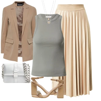 Vysoké Podpatky Outfit s Bílá/Hnědá/Béžová Sandály Sandál Na Širokém Podpatku/Sandál Na Podpatku/Sandál s podpatkem Only "Vkusný letní outfit"