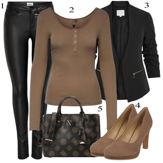 Outfit s Černá Kožená Pánská Bund/Smokingové sako/Elegantní Sako/Krátké Sako/Neformální Sako/Blůzové Sako/Boyfriend Sako/Kožená bunda pro muže/Blejzrové Bund Vila "Oblečení do kanceláře"