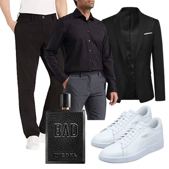 Outfit mit Schwarz Bügelfreies Hemd/Businesshemd/Business Hemd Seidensticker "Business Look"