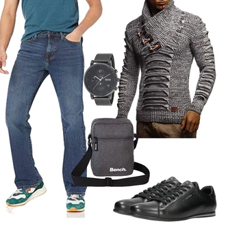 Cropped Outfit mit Grün Jeans Leder Schuhe Amazon Essentials "Casual Outfit"