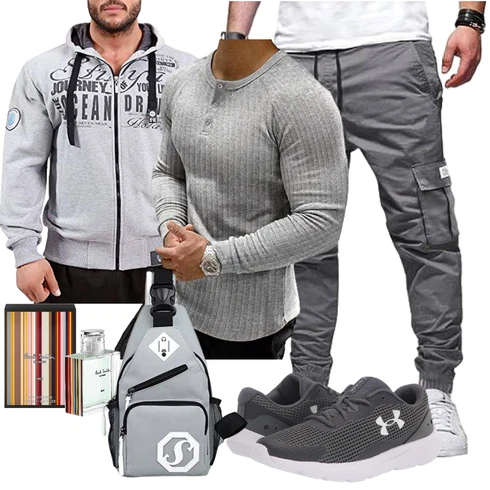 Cropped Grau/Hellgrau Strick Hoodie/Hoodie/Sport Sweatshirt/Sweatjacke/Ausgefallener Hoodie/Sport Hoodie STILYA SPORTSWEAR COMPANY kombinieren