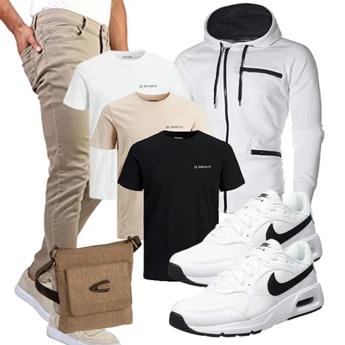 Grau/Weiß/Creme KapuzenPullover/Oversized Zip Hoodie/Hoodie/Sweatjacke/Ausgefallener Hoodie/Pullover mit Reißverschluss/Sport Hoodie acelyn kombinieren