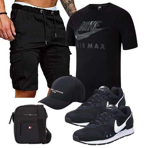 Elegant Schwarz/Weiß Sport Hoodie/Troyer/Sport Sweatshirt Nike kombinierenLook: Lack, Elegant, Sportlich, Skater, Old Money, Smart Casual, Classic, Hip Hop, Streetwear, Baroque, Premium, Casual
