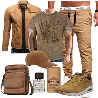 Oktoberfest Outfits Coole mit Beige/Braun/Khaki Herbstjacke/Trachtenstrickjacke/Frühlingsjacke/Sommerjacke/Motorradjacke/Kunstlederjacke/Vintage Lederjacke/Bikerjacke/Jacke mit Seitlichem Reißverschluss Crone "Cooles Outfit"Look: Empire, Coole, Schön, Moderne, Outdoor, Old Money, 80er