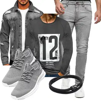 Party Outfits mit Grau/Dunkelgrau/Hellgrau/Schwarz Außergewöhnliche Jacke/Kurze Jeansjacke BOLF, Schwarz HOTCAT, Schwarz Unkategorisiert Wind Passion "Cooles Outfit"