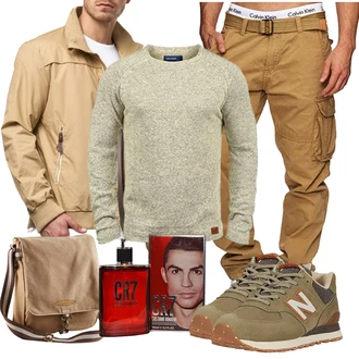 Groß Outfit mit Beige WollPullover Blend "Cooles Outfit"