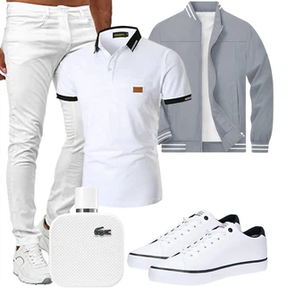 Jeans Outfits mit Grau/Hellblau/Hellgrau Sommerjacke/Fliegerjacke/Frühlingsjacke/Bomberjacke/Uniformjacke/Collegejacke TACVASEN "Cooles Outfit"