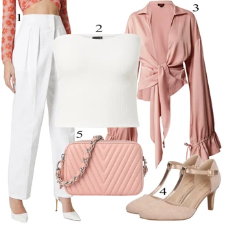 Outfit sa Pink/Ljubičasta Bluza Veći Broj/Tunika misspap "Poslovni look"