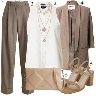 outfit mit Roza/Zlati Bogato okrašena ogrlica/Statement-verižica/Verižica/Fine verižica/Komplet nakita Pilgrim "poletni videz"