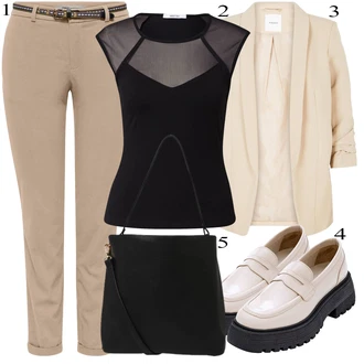 Outfit sa Crna Top Bez Rukava/Majica s mrežicom/Party Top/Grafička majica/Sportka majica bez rukava/Muške cipele About You "Outfit za ljeto"