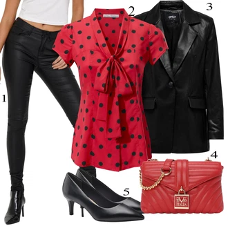 S Mašlí Outfit s Červená/Růžová Tričko & Top Móda Pro Plnoštíhlé/Halenka Móda Pro Plnoštíhlou/Halenka a Tunika Tunika ashley brooke by heine "Outfit na léto"