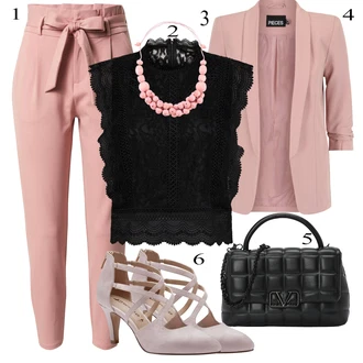 Outfit s Růžová/Fialová Paperbag Kalhoty/Kalhoty s Vysokým Pasem/Mrkvová Kalhoty/Ležérní Kalhoty VERO MODA "Perfektní na léto"
