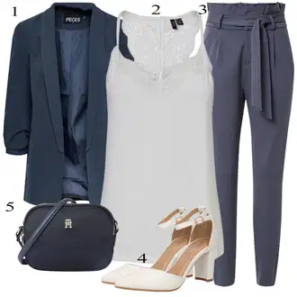 outfit mit Krem/Bela Majica za špagete/party Majica/Majica brez rokavov/Čipkasti top VERO MODA "poletni videz"