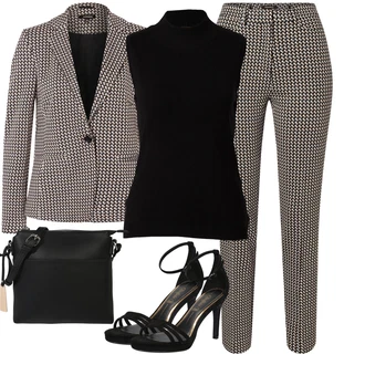 Outfit s Bílá/Hnědá/Béžová/Šedá Dámský Potištěný Sako/Elegantní Sako/Kožená bunda pro muže/Pletený Sako/Boucle Blazer/Neformální Sako/Kožená Pánská Bund/Kostkované Sako/Blejzrové Bund/Kožená bunda More & More "Elegantní letní outfit"