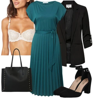 Gotický Outfit s Černá/Bílá Velká taška/Obchodní Taška/Taška/Taška Přes Rameno/Kancelářská Taška/Shopper taška/Sportovní Taška Přes Rameno/Taška Na Rameno About You "Elegantní letní outfit"Look: Rad, Šik, Cool, Gotický, Italský