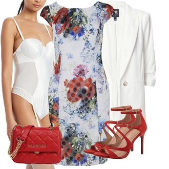 Outfit s Šedá/Bílá/Krémová Tělo Síťovaný Body/Tělo bez kostic/Body s Kosticí HUNKEMÖLLER "Elegantní letní outfit"