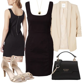 s gliterima Outfit sa Smeđa/Zlatni/Bež cipela s remenom/Sandala na Petu/Sandala sa šljokicama/Sandala s Remenčićem/Sandala s petom/cipela za mladenku/Cipela Za Vjenčanje/Salonka s Kopčom/Salonka & Visoki Pet/Nekategorizirano About You "Elegantni Ljetni Outfit"