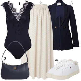 Nev?sta Outfit s Bé?ová/Khaki/Bílá/Hn?dá Vintage Sukn? maxi/Slavnostní Maxi Sukn?/Sukn? Pro Matriku/Sukn? Pro Svatebního Hosta/Maxi Sukn?/Svatební Sukn? Only "Klasické vzhledy"