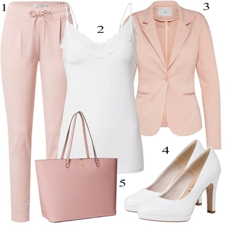 Outfit s Růžová/Fialová Tvídová Kalhoty/Karierte Kalhoty/Paperbag Kalhoty/Flanelová Kalhoty/Lněné Kalhoty/Manšestrové Lacláč Ichi "Outfit na léto"