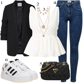 Outfity s oblekem s Modrá/Tmavě Modrá/Fialová Kožená bunda/Push up Džín/Kožené Boty/Džín s Nízkým Pasem/Džíny s Nízkým Sedem/High Waist Džínové Kalhoty Only "Outfit na podzim"