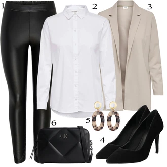 Kůže Outfit s Černá Lodička s vysokým nártem/Pohodlná lodička/Bota Na Podpatku/Lodička na Vysokém Podpatku About You "Outfit na léto"