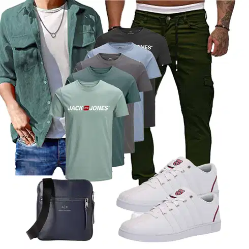 DunkelGrün/Grün/Khaki Löcherne Hose/Freizeithose/Skinny Hose/Boyfriend Hose/Cargohose/Cargo-Jogginghose/Capri/Cargo Short Cassiecy kombinieren