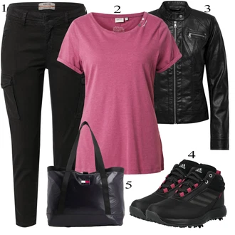 Outfit s Černá/Khaki Cargo džíny Gang "Outfit na podzim"