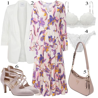 Dlouhé Outfit s Fialová/Lilové barvy Košilové šaty/Šaty s dlouhým rukávem/Šifonové Šaty/Občanské šaty/Halenkové Šaty/Šaty S Potiskem/Šaty Niki/Letní Šaty Lascana "Outfit na podzim"