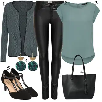 Outfit s Zelená/Tmavě Zelená Pletenina veľkej veľkosti/Park velké velikosti/Šaty Móda Pro Plnoštíhlou/Kraťas pro plnoštíhlé Only "Outfit na podzim"