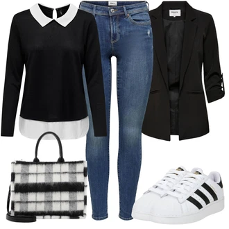 Kombinacije od trapera sa Crna Kargo Blejzer/Oversize Sako/Kožna Jakna za Muškarce/Kratki Sako/Dugi Sako/Sako od smokinga/Sako Jakna/Boyfriend Sako/Casual Sako/Sakoi za Bluzu/Kožna jakna za muškarce Only "Jesenski outfiti"