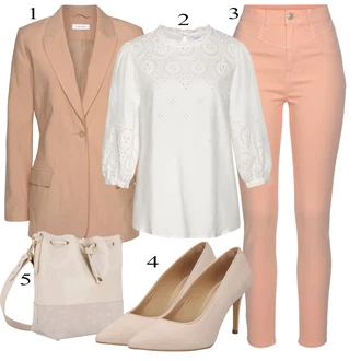 Outfit s Oranžová/Růžová Kožená bunda Lascana "Outfit na podzim"