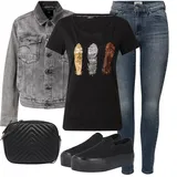 Outfity s černými nazouvacími teniskami image