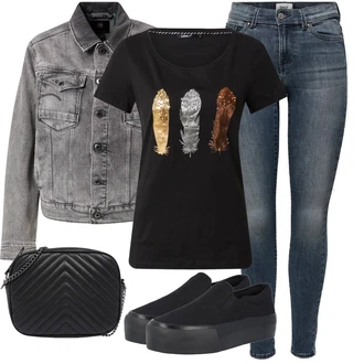 Dlouhé Outfit s Černá Teniska Skate Bota/Nazouvací Teniska About You "Lehký outfit"