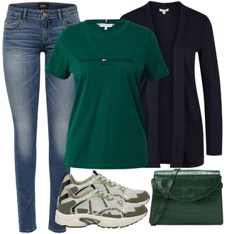 Outfit s Zelená/Tmavě zelená Běžecká bota/Tréninková bota/Přibližovací bota/Běžecká bota/Tenisová bota Only "Lehký outfit"