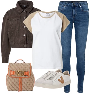 Outfity pro letiště Cool s Modrá/Světle modrá/Tmavě modrá Kožená bunda/Džíny s Nízkým Sedem/Motorkářské Džíny/Zimní bunda/Džín s Nízkým Pasem/Push up Džín/Kotníková Bota/Slim Fit Džíny/Kožené Boty/Džíny s Rozparkem/Navlékací džíny VERO MODA "Lehký outfit"Look: Styl, Klasické, Cool, Moderní, Old Money, Skromné
