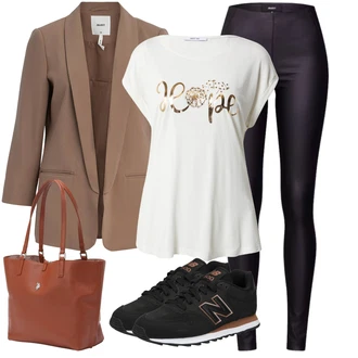 Outfity pro léto s Černá/Tmavě zelená/Tmavě šedá/Khaki Tregíny/Vinylový Legín/Legíny Kožený Vzhled/Legíny s Rozparkem/Kalhoty z Umělé Kůže/Kožený legíny Object "Lehký outfit"