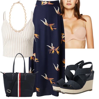 Outfity na Nový rok s Béžová/Bílá/Hnědá/Khaki/Růžová Bustierový Top/Pletený Top/Halenka Bez Rukávů/Tílko s ořezem/Top Se Špagetovými Ramínky/Pánské boty About You "Letní květiny"