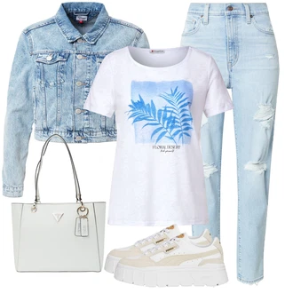 Outfity pro léto s Světle modrá Mom Jean/Dad Džíny/Džíny s Dírou/Boyfriend Džínové kalhoty/Girlfriend Džíny/Džíny s Rozparkem/High Waist Džínové Kalhoty/Kožené bundy levi's ® "Letní květiny"