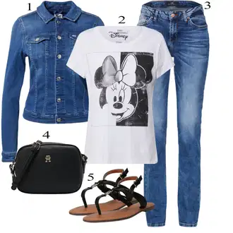 Western outfit mit Temno modra/Svetlo modra/Modra Denim Jakna/Kratka Denim Jakna/Vintage Jakna Tommy Jeans "poletni videz"Look: Nor, Lak, 90. leta, Kul, Morski, Mom, Lepo, Univerzitetni, Western, Delovna oblačila, Retro