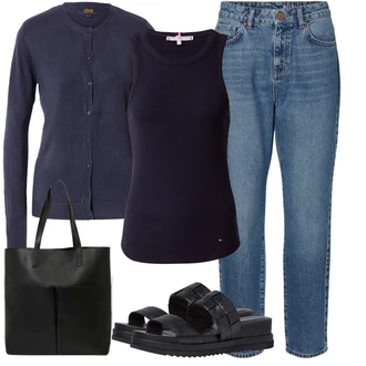 Outfit s Černá Sandály na hřídeli/Sandál se suchým zipem/Letní Bota/Platform Sandal/Žabka na podpatku/Pohodlný Sandál Tamaris "Letní květiny"