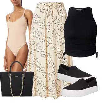 Outfity pro zábavu s Černá/Krémová/Hnědá Plátěná teniska/Nízká Teniska/Letní tenisky/Teniska na platformě/Nazouvací teniska/Skate Bota TOMS "Letní květiny"