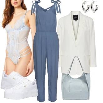 Outfit s Krémová/Bílá/Světle zelená Krátké Sako/Kožená bunda pro muže/Bavlněný Sako/Boyfriend Sako/Kožená Pánská Bund/Elegantní Sako/Oversize Sako VERO MODA "Letní květiny"