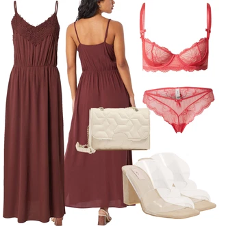 Vysoké Podpatky Outfit s Béžová/Bílá/Červená Bota Sandál Na Podpatku/Pantofel/Peeptoe/Klasická Pantofle/Sandál Na Širokém Podpatku/Sandál s podpatkem nly by nelly "Letní květiny"