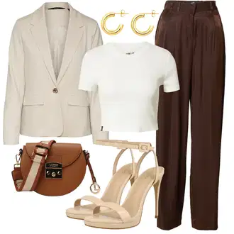 Outfit s Bílá/Růžová/Černá Zkrácený Top/Pletené tričko Only "Letní oblečení"