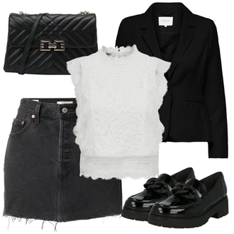 Outfit s Černá/Tmavě šedá Krátká Sukně/Džínová Sukně/Džínová vintage sukně/90tá Léta Sukně levi's ® "Letní oblečení"