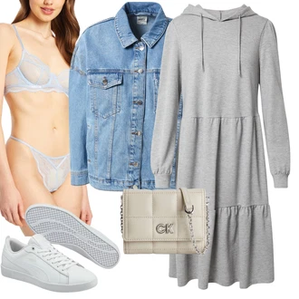 Nadrozměrné Outfit s Světle modrá/Modrá Džínové Bund/Vintage Bund/Krátké Džínové Bundičky Only "Letní oblečení"Look: 90tá léta, Nadrozměrné, Pracovní oděvy, Retro