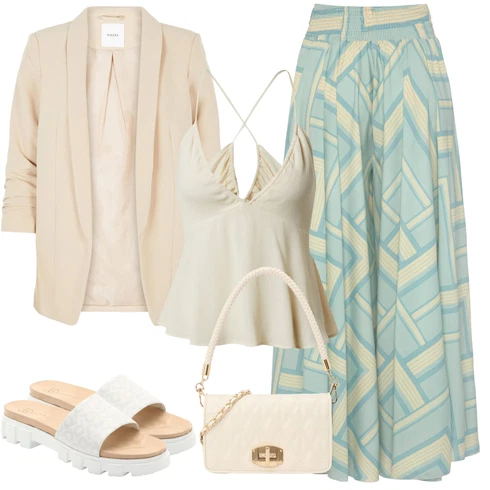 Kombinace Světle Modrá/Modrá/Tyrkysový Marlene Kalhoty/Mušelínové kalhoty/Široká Kalhoty/Kalhoty se Štěrbinou/Palazzo Kalhoty/Culotte Kalhoty/Tradiční Kalhoty/Kalhoty s Potiskem/Plážová Kalhoty/Nezařazené Lascana