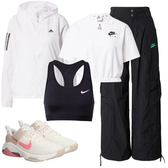 Polo-límec Outfit s Bílá/Červená/Růžová Krátký Top/Zkrácený Top/Krátký top Nike Sportswear "Letní oblečení"