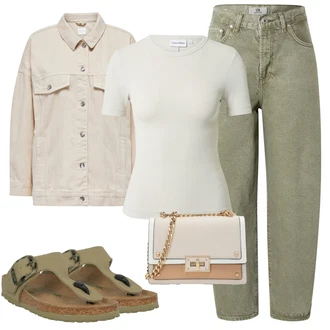Outfit s Hnědá Žabka na podpatku Birkenstock "Letní oblečení"